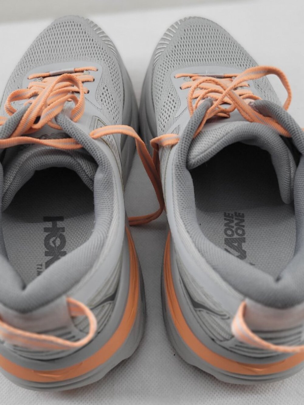 Hoka One One Bondi 7 Running Shoes Womens 11 Gray Orange Sneakers Sharkskin - Picture 11 of 14